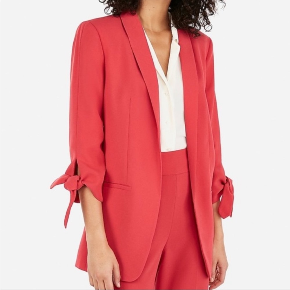 Express coral lined blazer with ties NWT